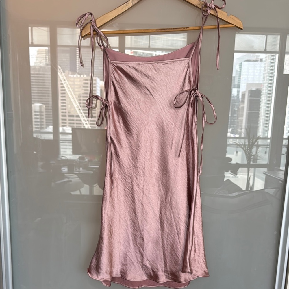 Never Worn - Pink Spaghetti Strap Slip Mini Dress for Cocktail - Picture 3 of 4